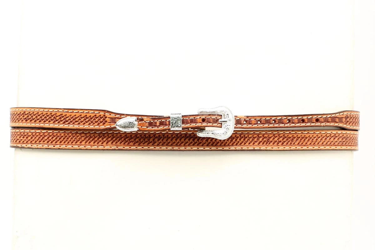 M&F Western Products Belted Basketweave Leather Hatband