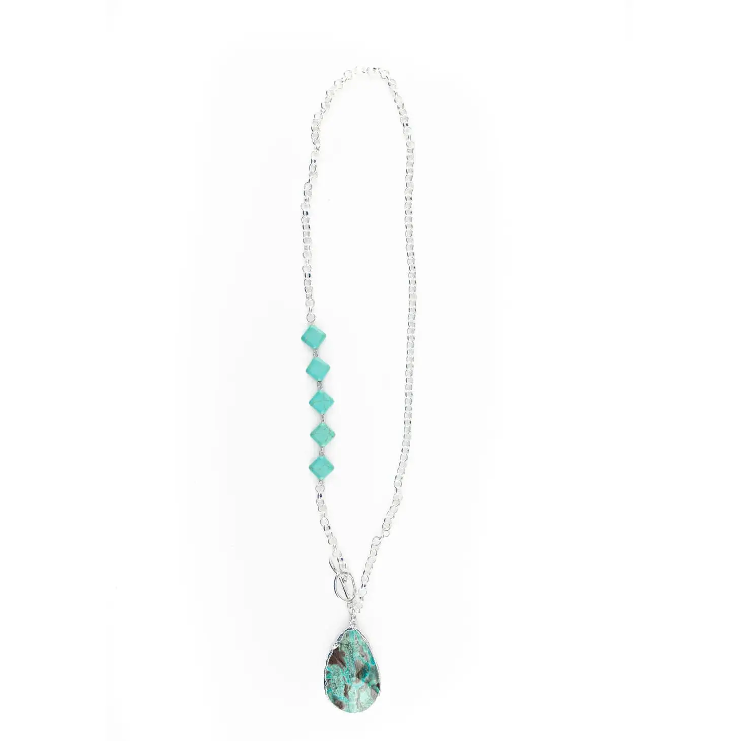 West & Company West & Co. Silver Chain Necklace With Turquoise Stone Pendant