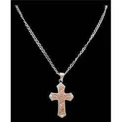 M&F Western Products M&F Silver And Copper Cross Necklace