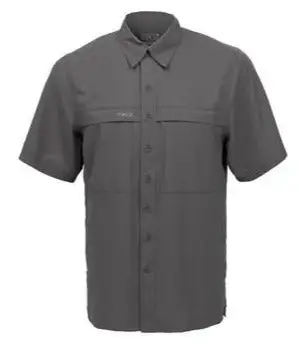 GameGuard Gunmetal Short Sleeve Microfiber Button Down Men's Shirt