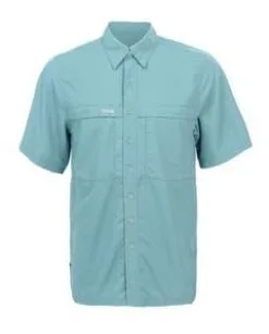 GameGuard Sea Glass Short Sleeve Microfiber Button Down Men's Shirt