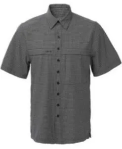 GameGuard GunMetal & Caviar Short Sleeve Button Down TekCheck Men's Shirt