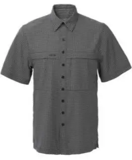GameGuard GunMetal & Caviar Short Sleeve Button Down TekCheck Men's Shirt