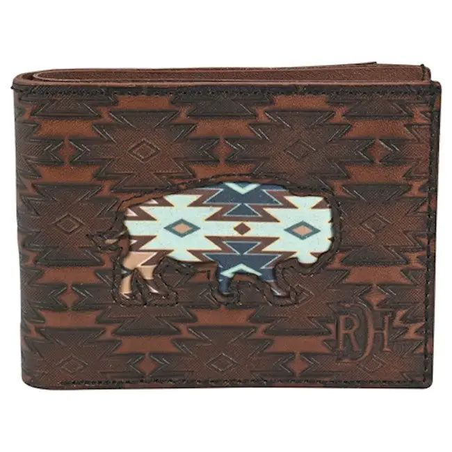 TRENDITIONS Red Dirt Hat Co Men's Southwest Buffalo Inlay Bifold Wallet