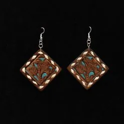 M&F Western Products Leather Lace Edge Earrings