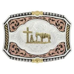 Group Montanta Silversmith Montana Silversmith Tri-Color Pinched Buckle With Christian Cowboy Buckle