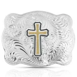 Group Montanta Silversmith Montana Silversmiths Simple Scalloped Silver Golden Faith Buckle