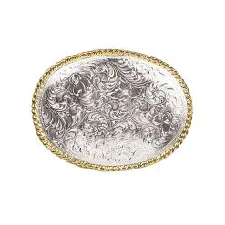 M&F Western Products Oval Rope Edge Floral Scroll Buckle