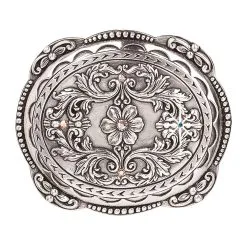 M&F Western Products Oval Dotted Edge Floral Crystal Belt Buckle