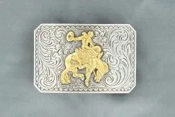 M&F Western Products Rectangle Triangle Edge Bucking Horse Buckle