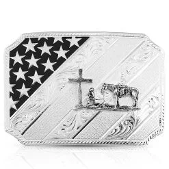 Group Montanta Silversmith Montana Silversmith All American Christian Cowboy Silver Buckle