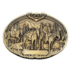 Group Montanta Silversmith Montana Silversmiths Pack Horses And Rider Brass Heritage Attitude Buckle