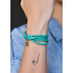 West & Company West & Co. 5 Strand Green Turquoise Dainty Beaded Bracelet