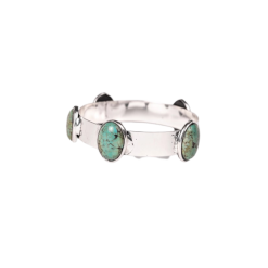 West & Company West And Co. Burnished Silver Bangle With 5 Turquoise Oval Stones