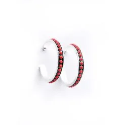 West & Company West & Co. Burnished Silver And Red Hoop Earring