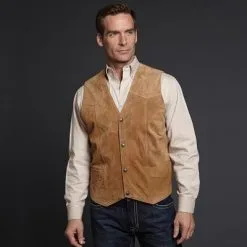 Sidran-CIT Group/Commerical Services Cripple Creek Men's Snap Leather Vest