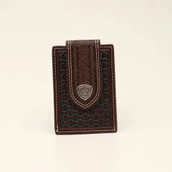M&F Western Products Ariat Money Clip Card Case Basketweave Wallet