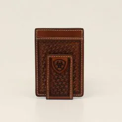 M&F Western Products Ariat Brown Basket Weave Money Clip