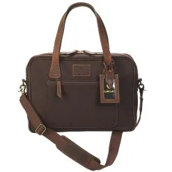 M&F Western Products Ariat Leather Canvas Briefcase