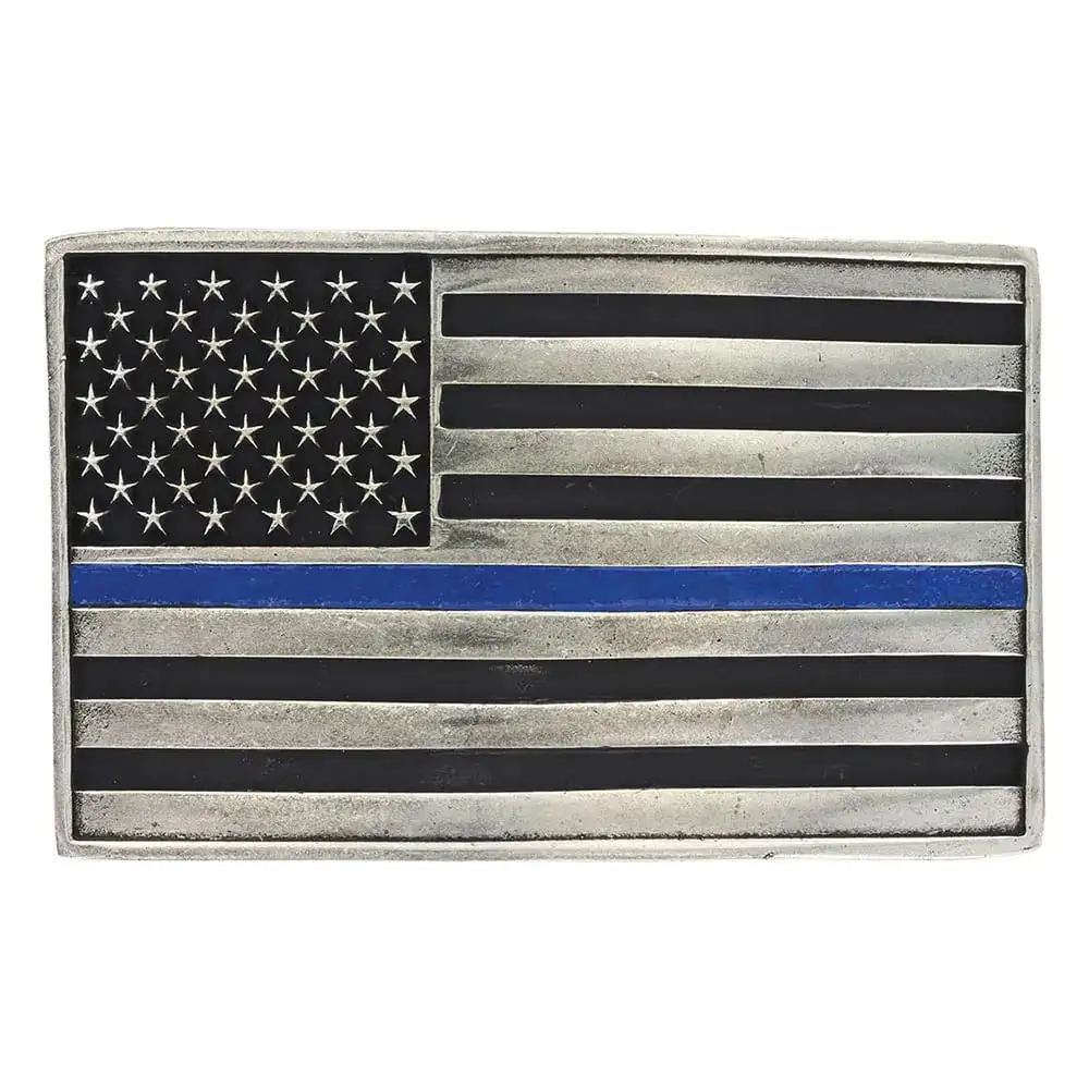 Group Montanta Silversmith Montana Silversmiths Stand Behind The Blue Line Flag Attitude Buckle