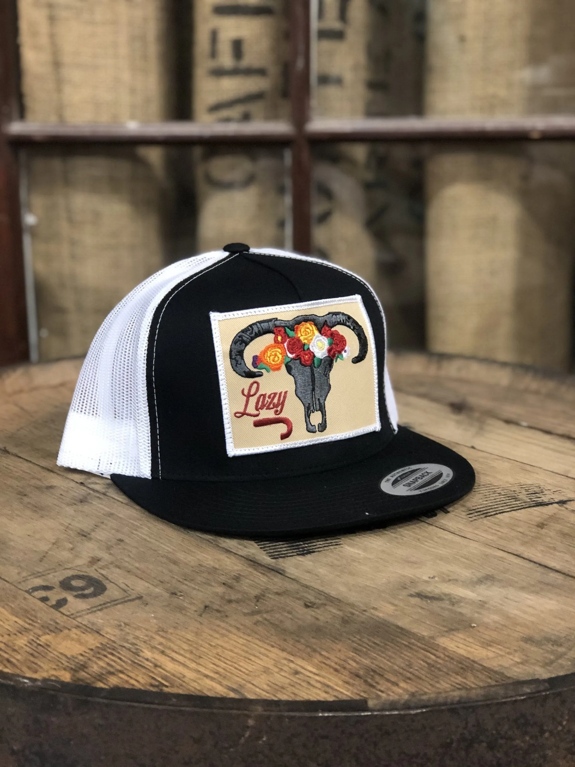 Lazy J Ranchwear Skull & Flowers Cap