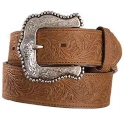 Leegin 1 1/2" Light Brown Tooled Layla Ladies' Belt