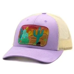 MCINTIRE SADDLERY Prickly Pear Saguaro Sunset Leather Patch Cap