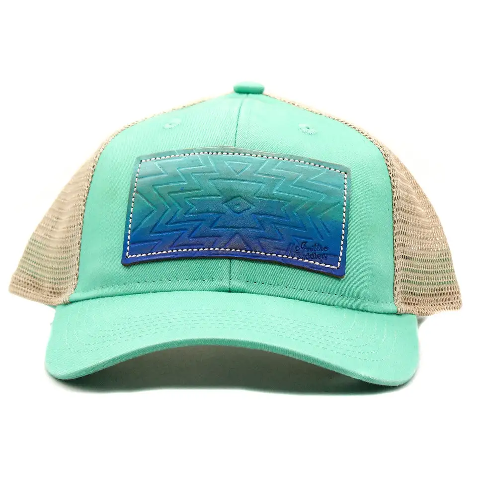 MCINTIRE SADDLERY Cool Ombre Aztec Leather Patch Cap - Image 2