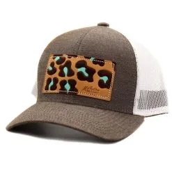 MCINTIRE SADDLERY Leopard Leather Patch Cap