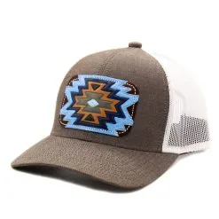 MCINTIRE SADDLERY Blue Aztec Leather Patch Cap
