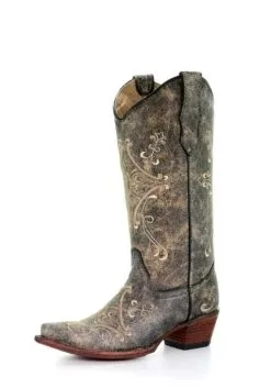 Corral Boots Circle G Brown Crackle Bone Embroidered Ladies' Boot