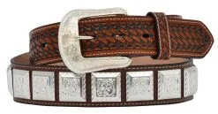 M&F Western Products Brown Distressed Wide Concho Men's Belt