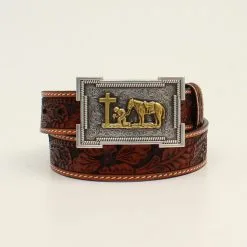 M&F Western Products Floral Tooled Children's Belt