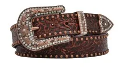 M&F Western Products Dark Brown Floral Ladies' Belt