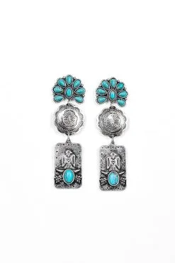 West & Company Silver And Turquoise 3 Tier Earring