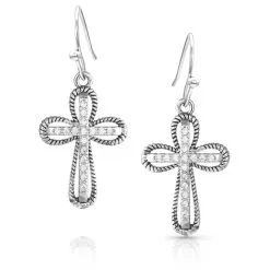 Group Montanta Silversmith Montana Silversmiths Expressive Faith Crystal Cross Earrings
