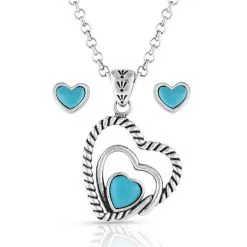 Group Montanta Silversmith Montana Silversmiths Clearer Ponds Turquoise Heart Jewelry Set