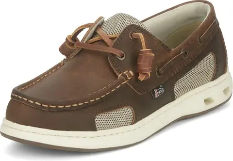 JUSTIN BOOT COMPANY Justin Slip-On Mens Brown Angler Leather Boat Shoes