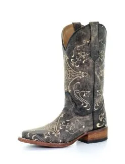 Corral Boots Circle G Brown Crackle Bone Embroidered Ladies' Boot