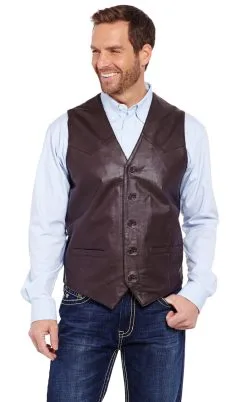 Sidran-CIT Group/Commerical Services Cripple Creek Chocolate Button Leather Men's Vest