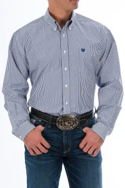 Cinch-Rocky Mountain Clothing Company Cinch Blue Stripe Classic Fit Men's Shirt