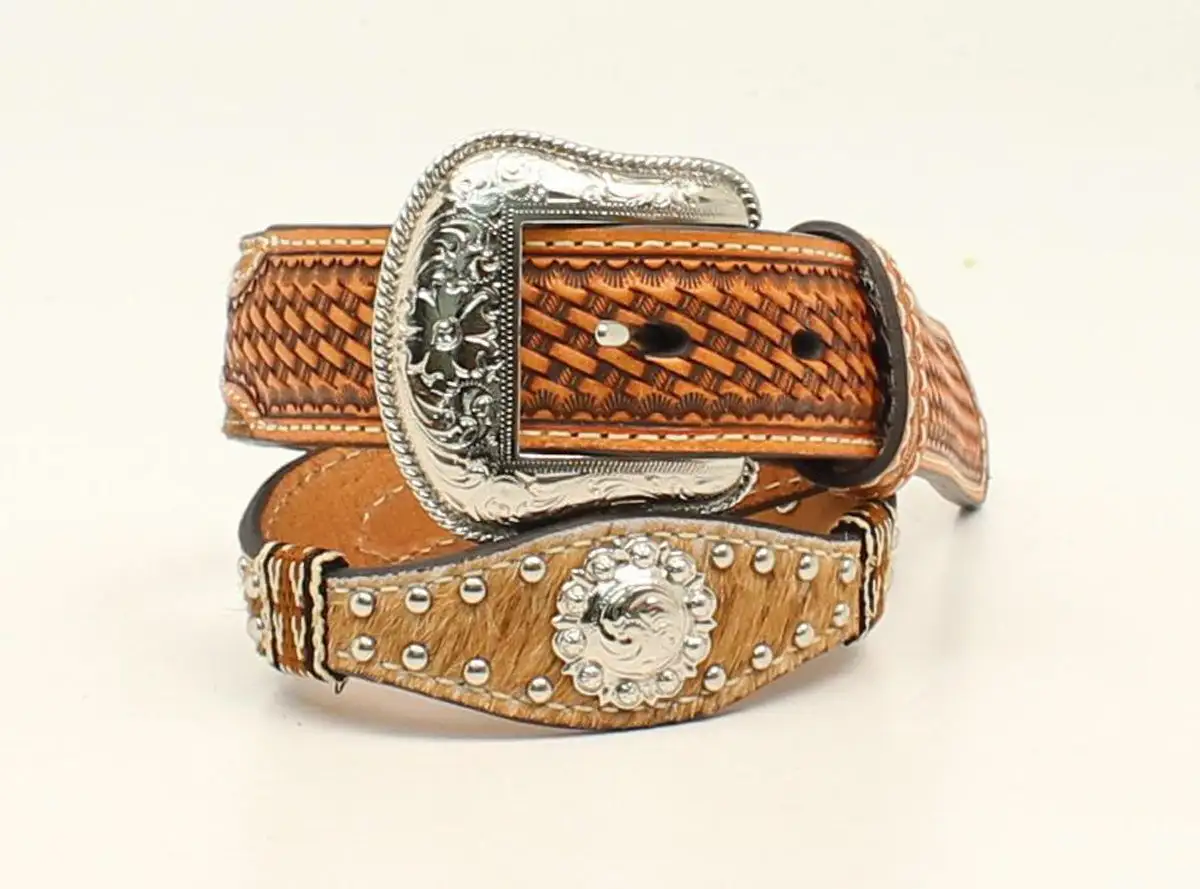 M&F Western Products Nocona Calf Hair Cross Concho Children's Belt