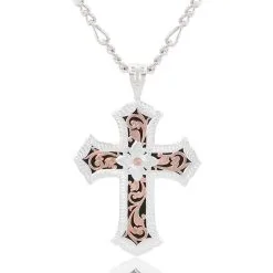 Group Montanta Silversmith Antiqued Rose Gold Scalloped Cross Necklace