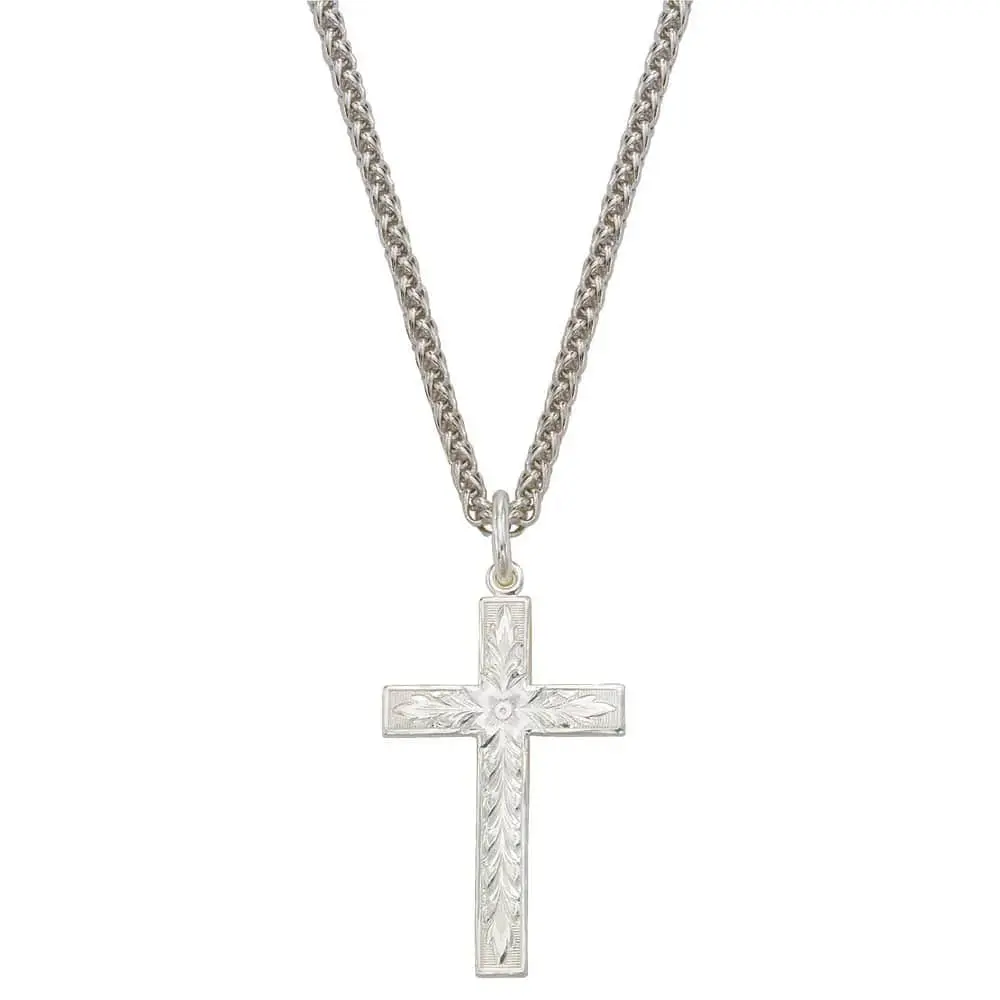 Group Montanta Silversmith Montana Silversmiths Silver Engraved Cross Necklace