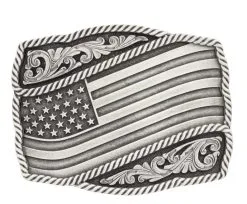 Group Montanta Silversmith Montana Silversmiths Classic Impressions Waving American Flag Attitude Buckle
