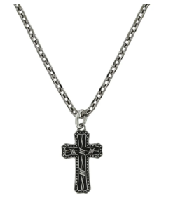 Group Montanta Silversmith Montana Silversmiths Antiqued Stainless Barbed Wire Cross Necklace