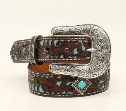 M&F Western Products Ariat Floral Overlay Children's Belt
