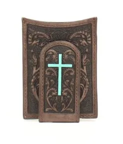 M&F Western Products Ariat Money Clip Embossed Turquoise Wallet