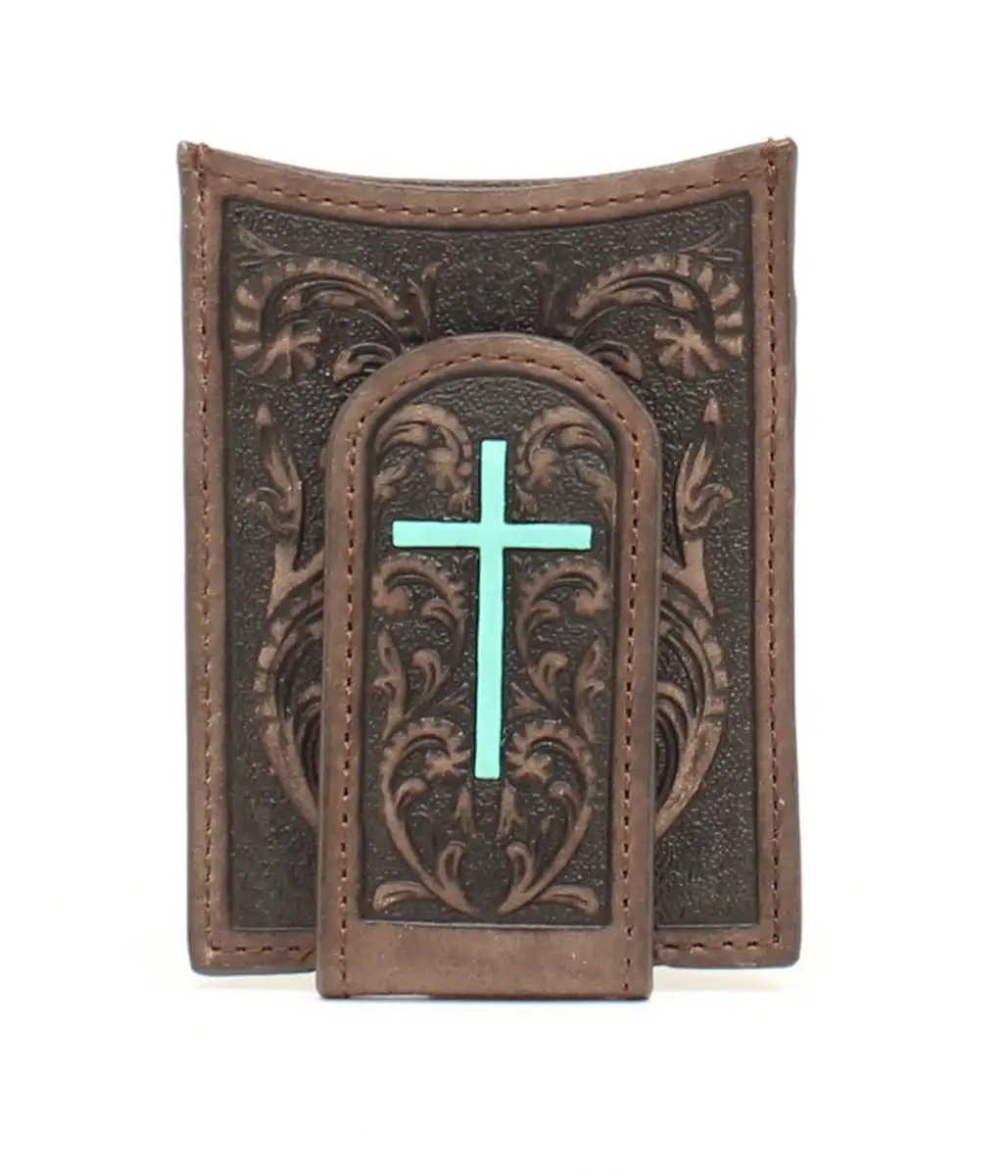 M&F Western Products Ariat Money Clip Embossed Turquoise Wallet