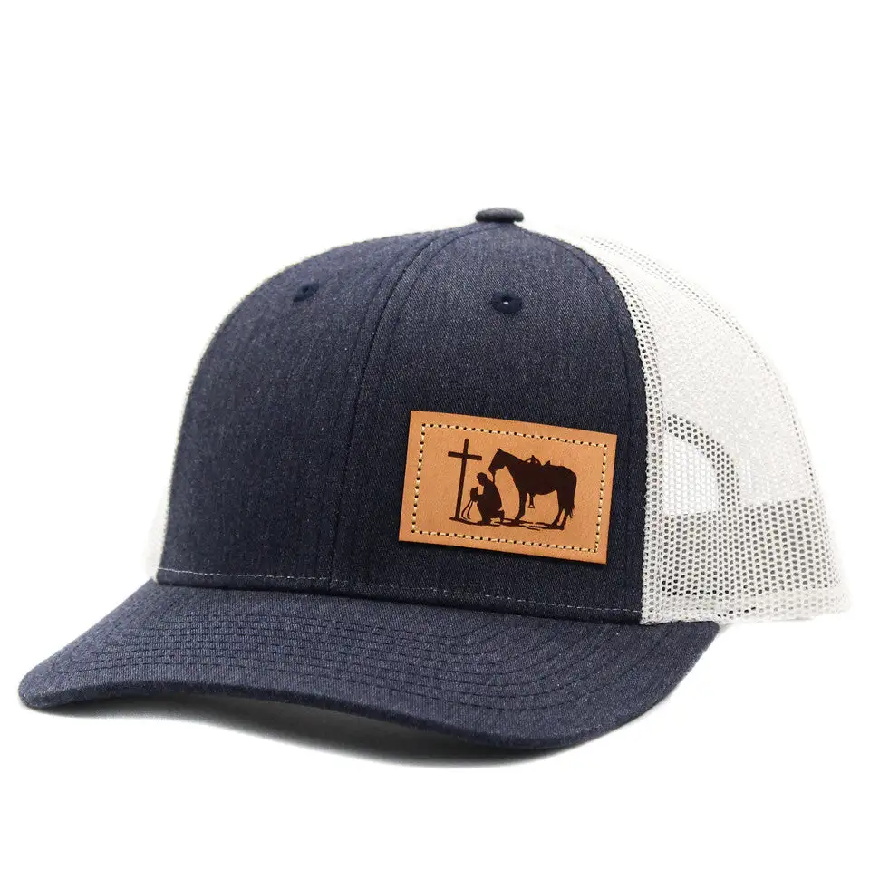 Dally Up Praying Cowboy Leather Patch Cap